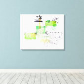 Modern Abstraction Black en Green Floral Canvas Afdruk (Insitu (Houten vloer))