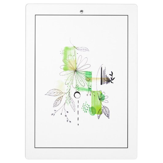 Modern Abstraction Black en Green Klembord (Achterkant)