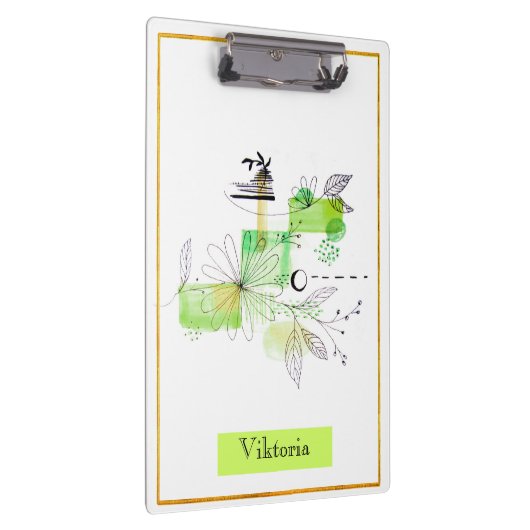 Modern Abstraction Black en Green Klembord (Rechts)