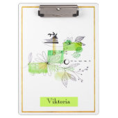 Modern Abstraction Black en Green Klembord (Voorkant)