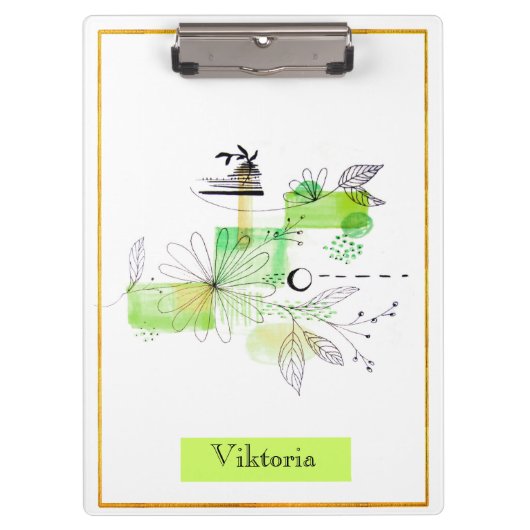 Modern Abstraction Black en Green Klembord (Voorkant)