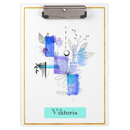 Modern Abstraction Black en Navy Blue Klembord (Voorkant)