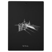 Modern Abstraction Black White City Klembord (Achterkant)