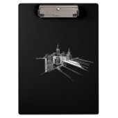 Modern Abstraction Black White City Klembord (Voorkant)