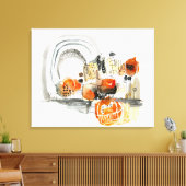 Modern Abstraction Cute Oranje Doodle Canvas Afdruk (Insitu (Woonkamer))