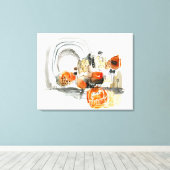 Modern Abstraction Cute Oranje Doodle Canvas Afdruk (Insitu (Houten vloer))