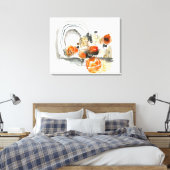 Modern Abstraction Cute Oranje Doodle Canvas Afdruk (Insitu (Slaapkamer))