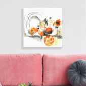 Modern Abstraction Cute Pattern Oranje Doodle Canvas Afdruk (Insitu (Woonkamer))