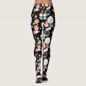 Modern Abstraction Cute Pattern Roze Stoodle Black Leggings (Achterkant)