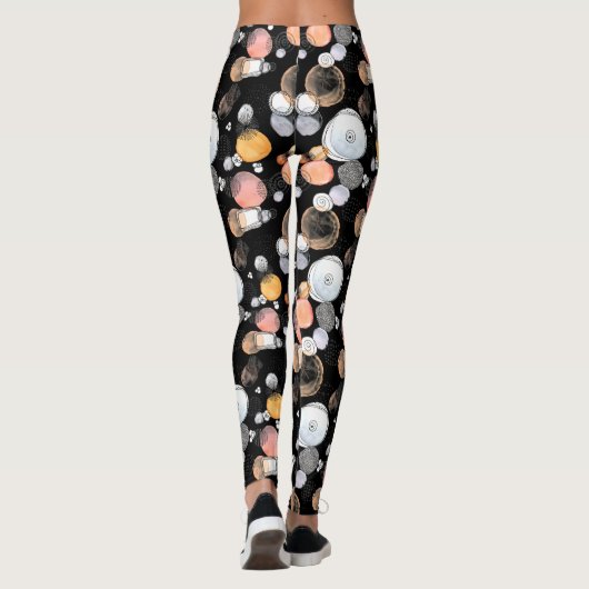 Modern Abstraction Cute Pattern Roze Stoodle Black Leggings (Achterkant)