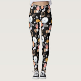 Modern Abstraction Cute Pattern Roze Stoodle Black Leggings