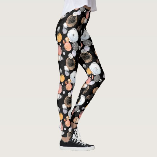 Modern Abstraction Cute Pattern Roze Stoodle Black Leggings (Rechts)