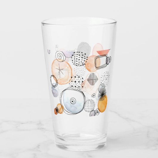 Modern Abstraction Cute Pattern Roze Stoodle Glas (Achterkant)