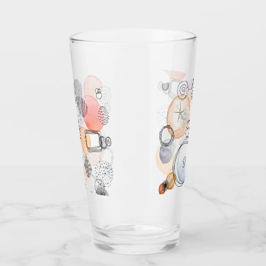 Modern Abstraction Cute Pattern Roze Stoodle Glas (Links)