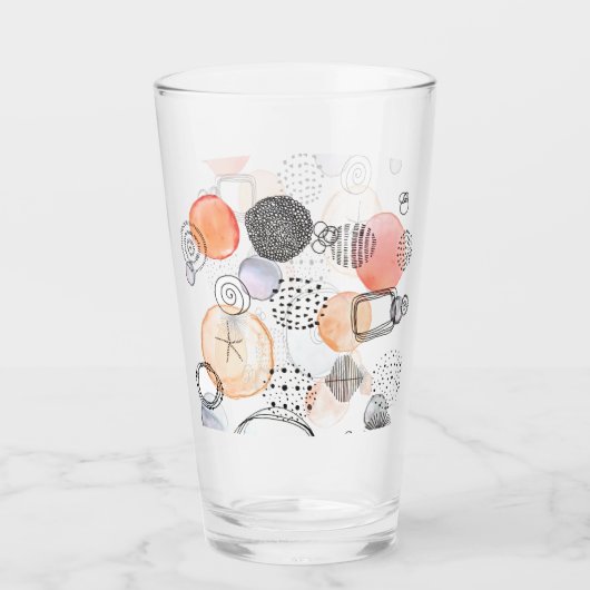 Modern Abstraction Cute Pattern Roze Stoodle Glas (Voorkant)