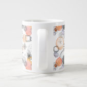Modern Abstraction Cute Pattern Roze Stoodle Grote Koffiekop (Achterkant)