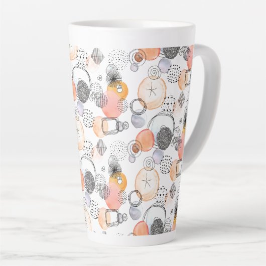 Modern Abstraction Cute Pattern Roze Stoodle Latte Mok (Rechterhoek)