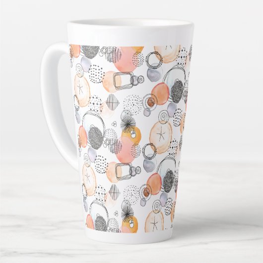 Modern Abstraction Cute Pattern Roze Stoodle Latte Mok (Linkerhoek)