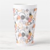 Modern Abstraction Cute Pattern Roze Stoodle Latte Mok (Voorkant)