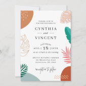 Modern Abstraction Tropical Leaves Summer Wedding Kaart (Voorkant)