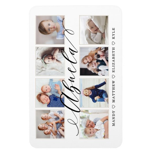 Modern Abuela Script | Foto-collage voor kleinkind Magneet (Verticaal)