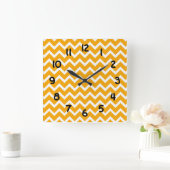 Modern Accent Oranje en White Chevron Clock Vierkante Klok (Huis)