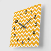Modern Accent Oranje en White Chevron Clock Vierkante Klok (Hoek)