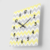 Modern Accent yellow and grijs Chevron Clock Vierkante Klok (Hoek)