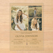 Modern Acryl 3 Foto Afstuderen Aankondiging (Voorkant)