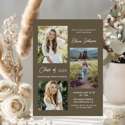 Modern Acryl 4 foto's Afstuderen Aankondiging