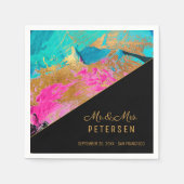 Modern acryl schilderij gouden bruiloft meneer en  servet (Voorkant)