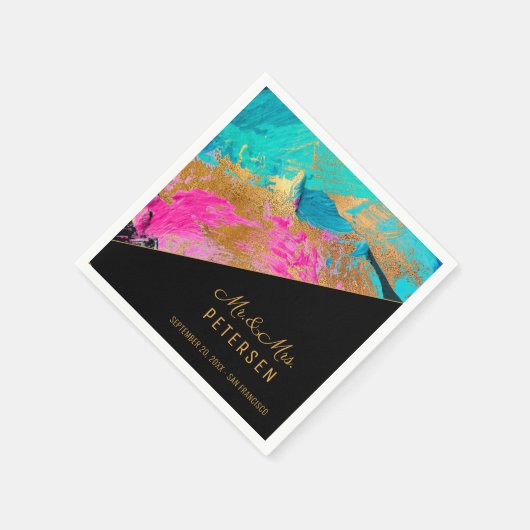 Modern acryl schilderij gouden bruiloft meneer en  servet (Hoek)