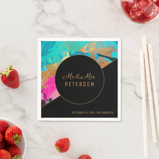 Modern acryl schilderij gouden bruiloft meneer en servet (Insitu)