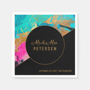 Modern acryl schilderij gouden bruiloft meneer en  servet