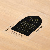 Modern Acryl Vet Zwart Goud Minimalistische bruilo Acryl Uitnodigingen (Laagn)