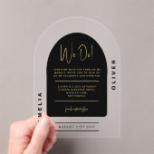 Modern Acryl Vet Zwart Goud Minimalistische bruilo Uitnodigingen (Insitu (Draagbaar))