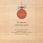 Modern Acrylic Christmas Ornament Acryl Uitnodigingen (Voorkant)