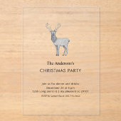 Modern Acrylic Reindeer Christmas Party Acryl Uitnodigingen (Voorkant)