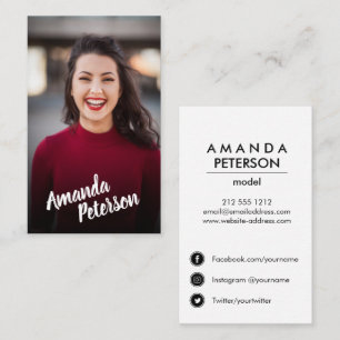 Modern Actor Model Dancer Photo Social Media Icons Visitekaartje