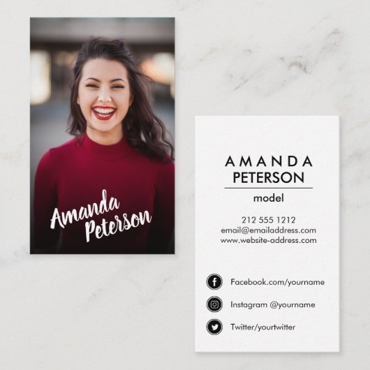 Modern Actor Model Dancer Photo Social Media Icons Visitekaartje (Voorkant / Achterkant)