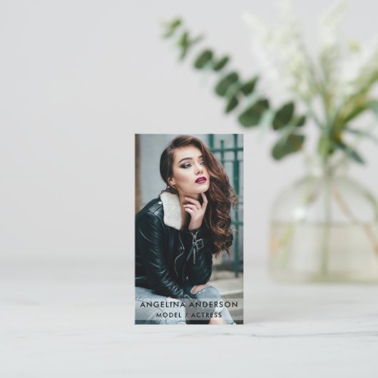 Modern Actor Model Photo Visitekaartje Blk (Staand voorkant)