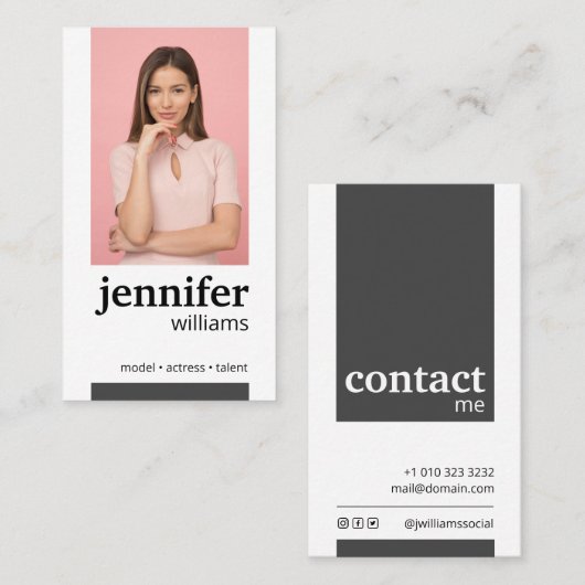 Modern Actress Model Visitekaartje (Voorkant / Achterkant)