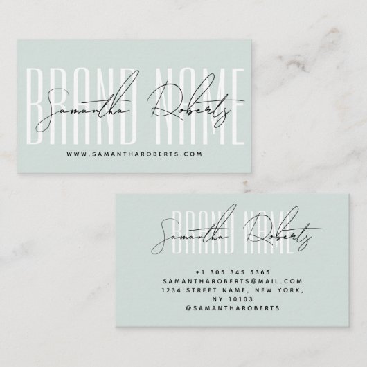 Modern add brand name elegant blue visitekaartje (Voorkant / Achterkant)