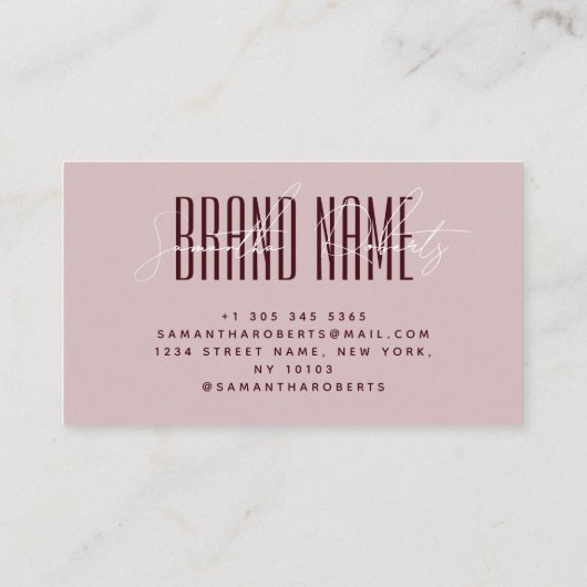 Modern add brand name elegant pink red visitekaartje (Achterkant)