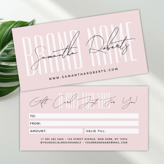 Modern add brand name script typography gift card