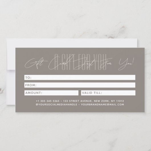 Modern add brand name script typography gift card (Achterkant)