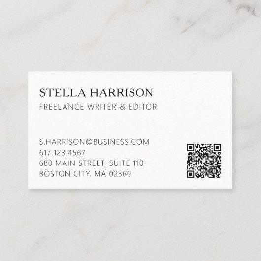 Modern Add Your Logo QR Code Professional Visitekaartje (Achterkant)