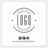 Modern add your logo small business social media vierkante sticker (Voorkant)