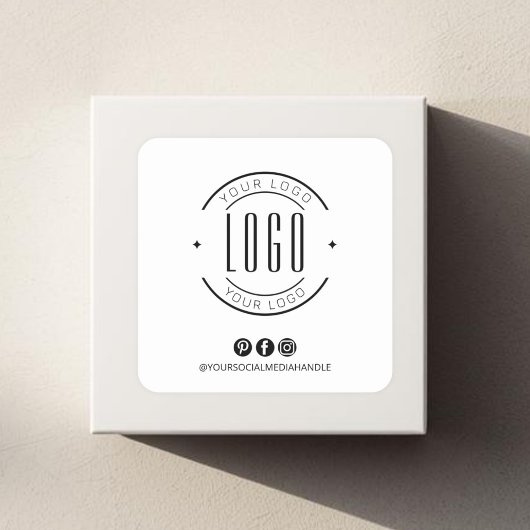 Modern add your logo small business social media vierkante sticker