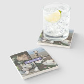 Modern Add Your Photo Collage Purple Stenen Onderzetter (Zijkant)